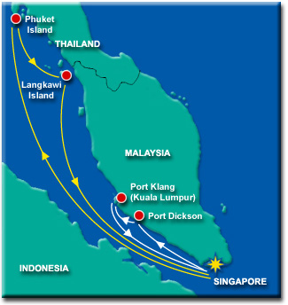Straits of Malacca Cruises Map.